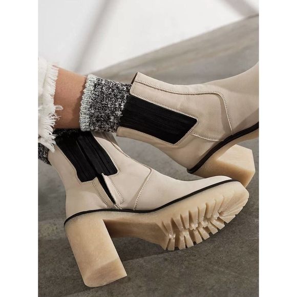 Free People Boots James Chelsea Bone/White Leather Womens EU 41 US 10.5 Platform - Picture 6 of 14
